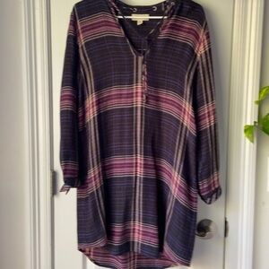 Cloth & Stone flannel tunic navy burgundy